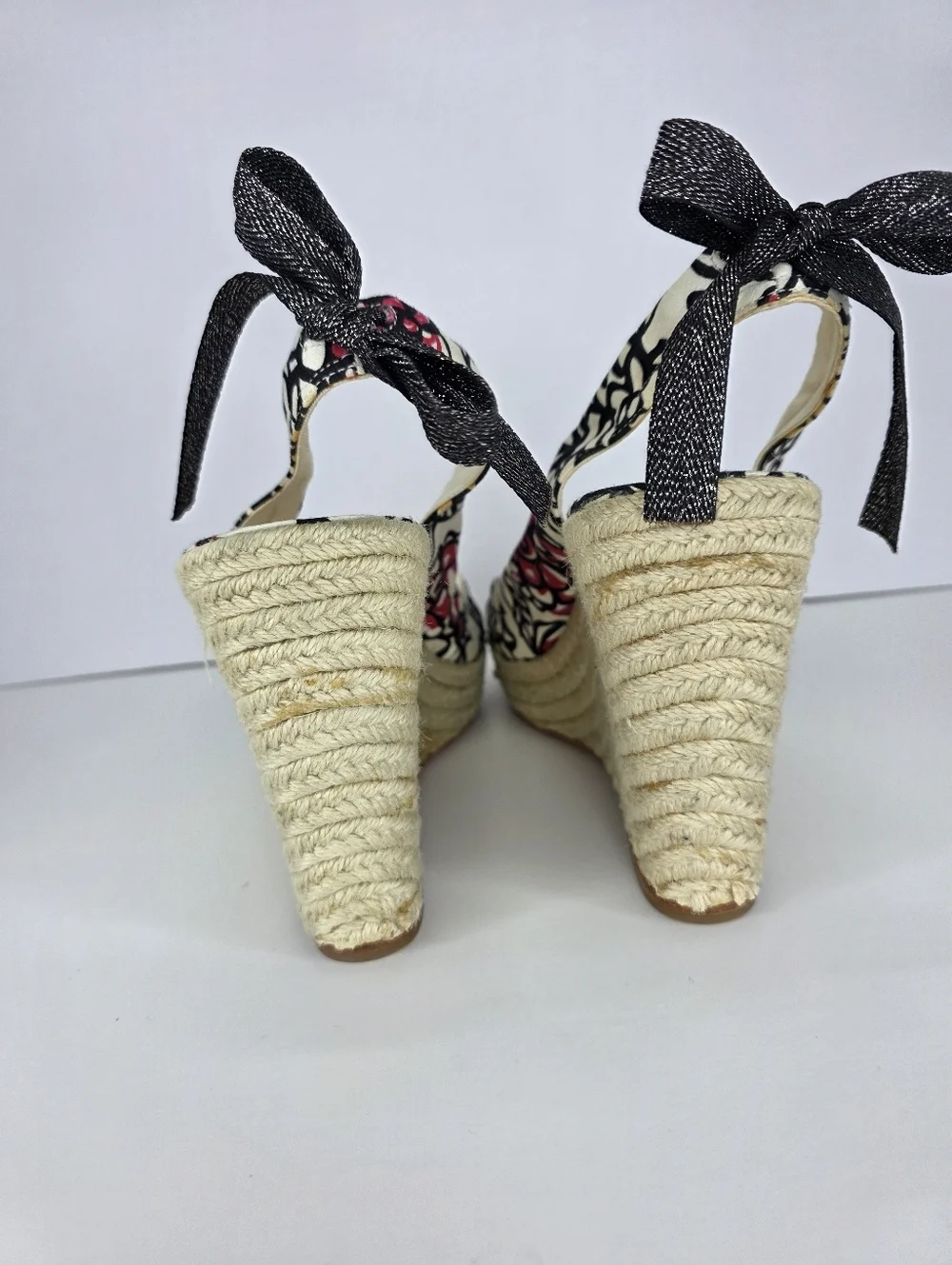 Coach Women's Maritza Wedge Espadrilles Multicolor Floral Bow Tye Back Size 9.5B